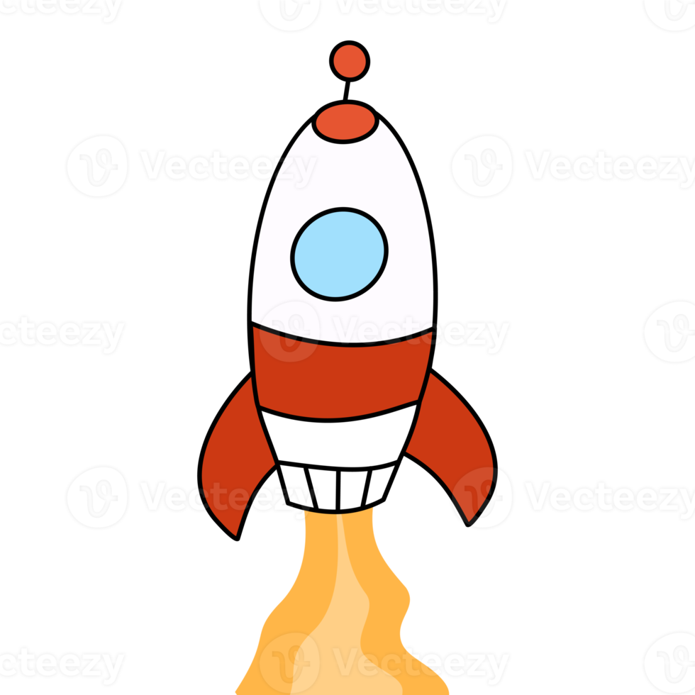 Cute rocket Illustration for kids theme design element png