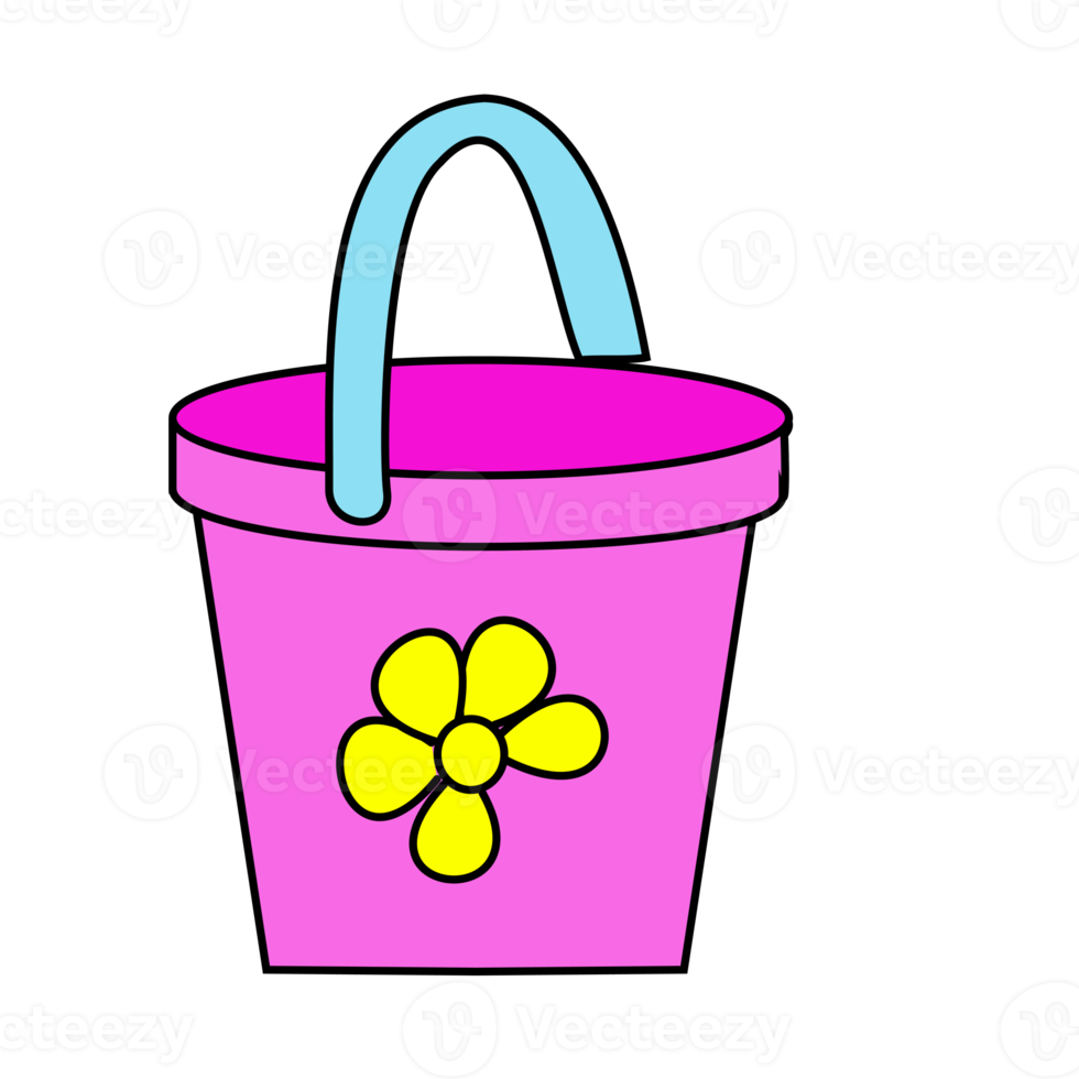 Cute bucket Illustration for kids and ocean theme png