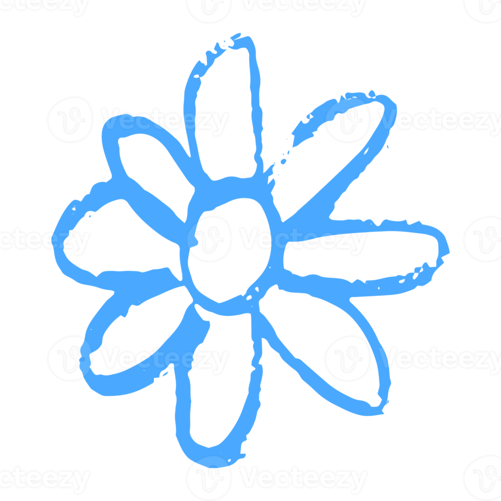 flower illustration icon in blue marker style for design element png