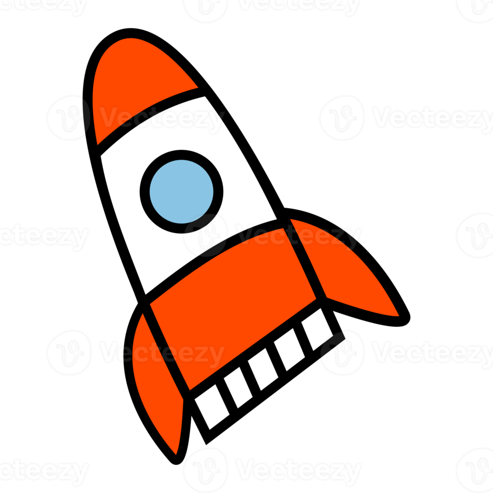 Cute rocket Illustration for kids theme design element png