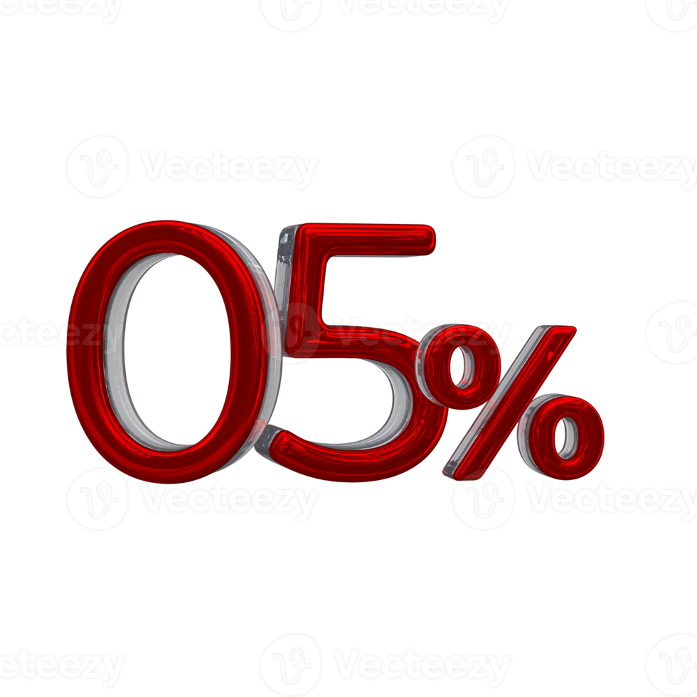 05 percent 3D number with red color png