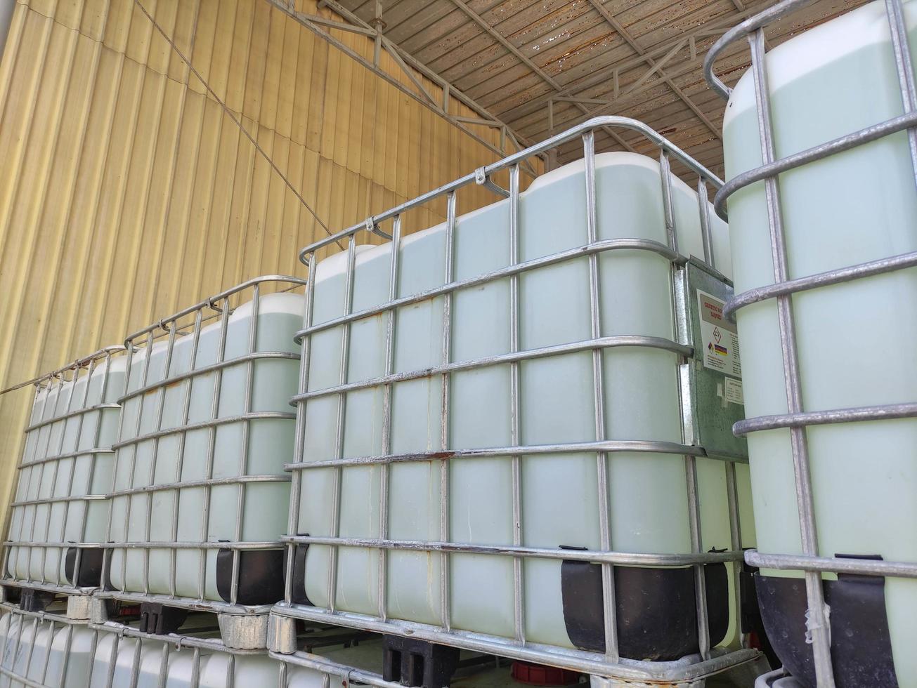 IBC tank container is a container that is used as a means of transportation and can also be used to store liquid loads such as lubricating oil, formic acid to hazardous materials. photo