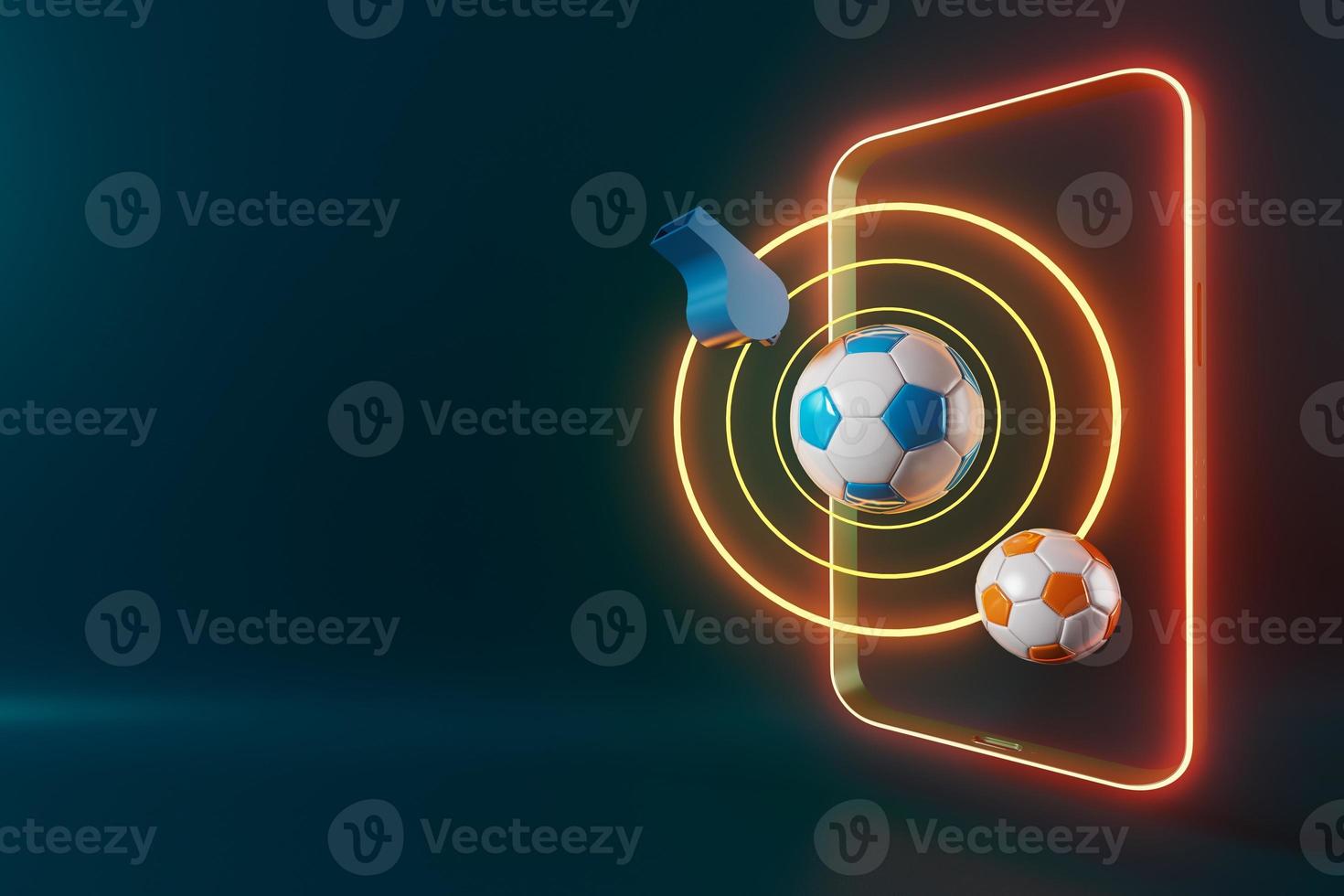 3d football object design. realistic rendering. abstract futuristic background. 3d illustration. motion geometry concept. sport competition graphic. tournament game bet content. soccer ball element. photo