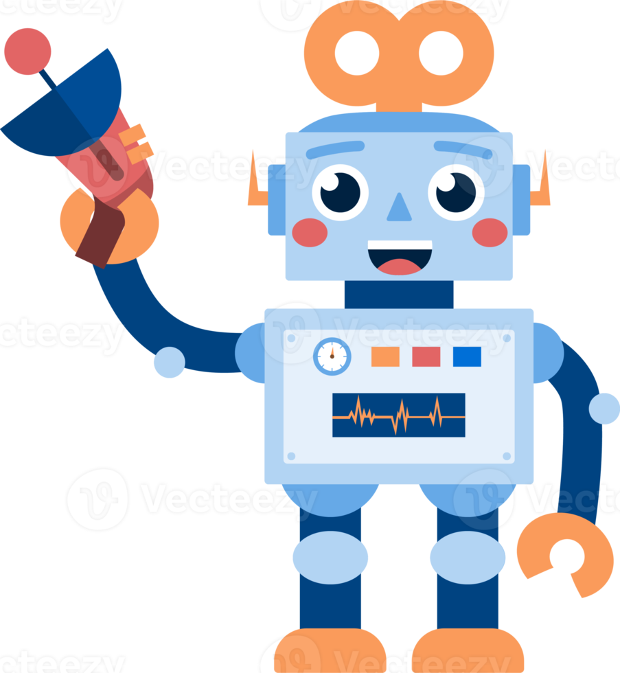 Kids Toy Robot and Laser Gun PNG Illustration