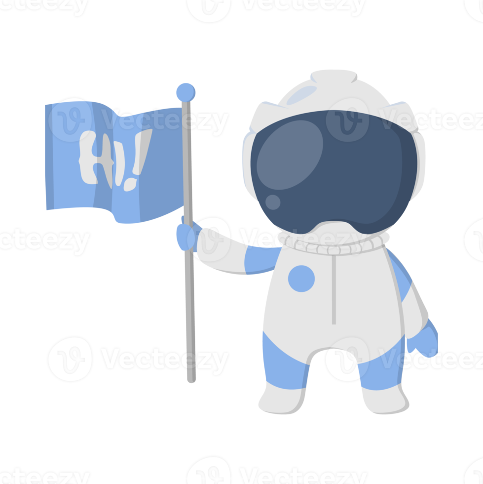 Astronaut Holding Flag PNG Illustration