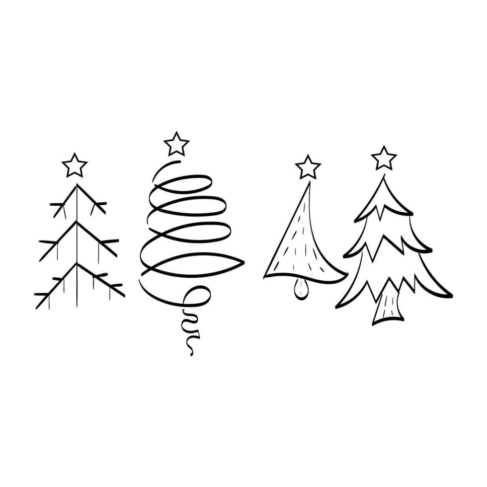 Hand Drawn outline Christmas Illustration. vector