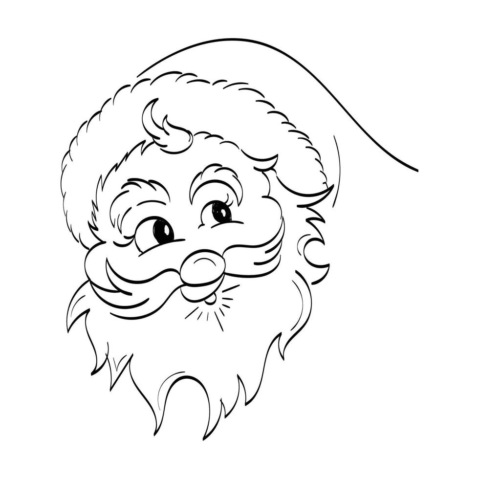 Vector illustration of cute Santa Claus or character isolated on white background. Flat Style. Line Art for print or use as poster, card, flyer or T Shirt