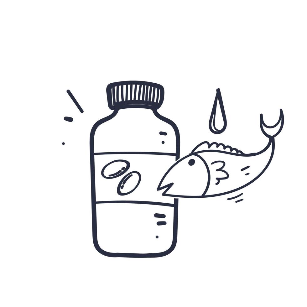 vector de ilustración de pescado de aceite de garabato dibujado a mano