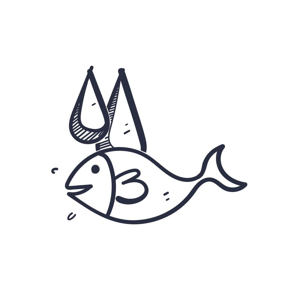 hand drawn doodle oil fish illustration vector