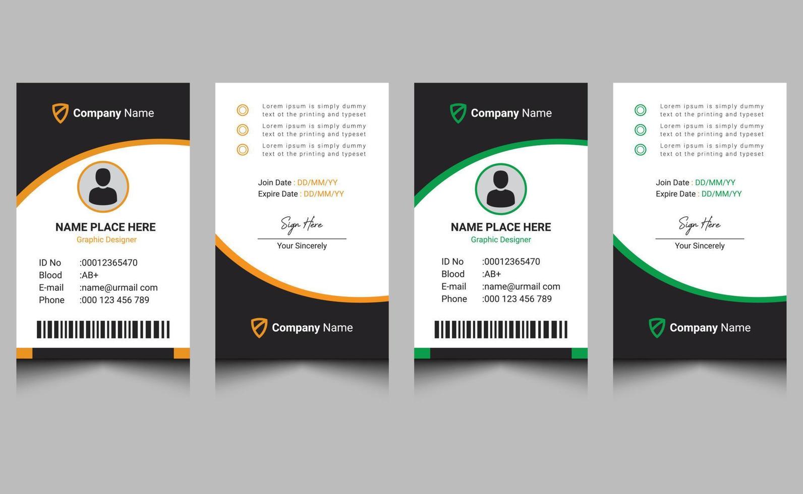 Elegant simple clean modern abstract creative corporate professional business id card design template. vector