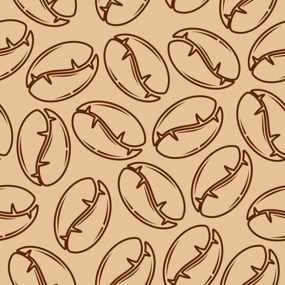 patrón de grano de café sin costuras sobre fondo beige. vector