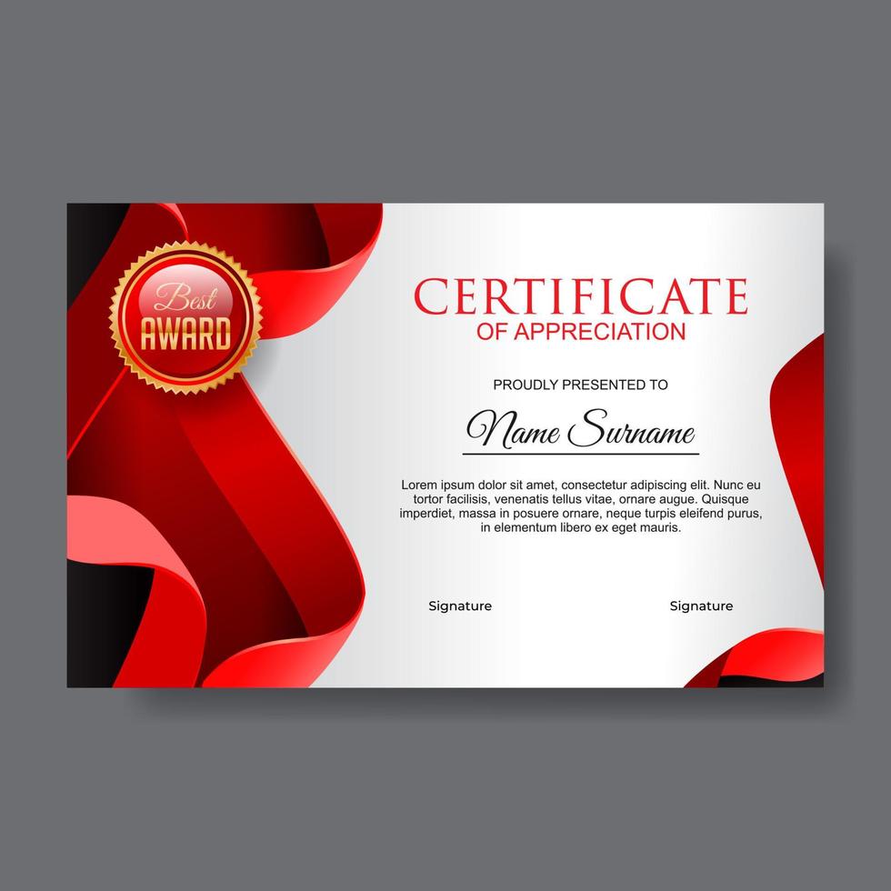 Red Professional Certificate of Appreciation vector