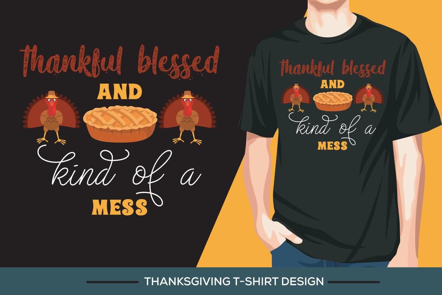 Thanks giving quote typography t-shirt design template vector Free Vector