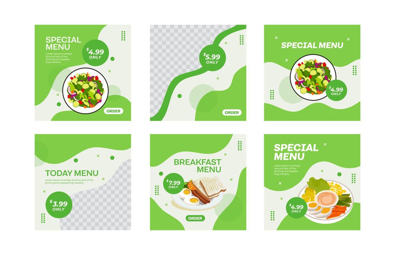 menú especial de ensalada verde publicación en redes sociales vector