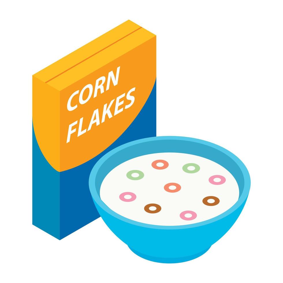 Corn flakes isometric 3d icon vector