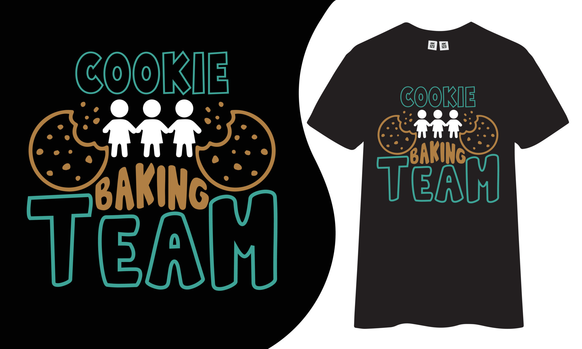 Cookie baking team typography t-shirt design. 14013402 Vector Art at