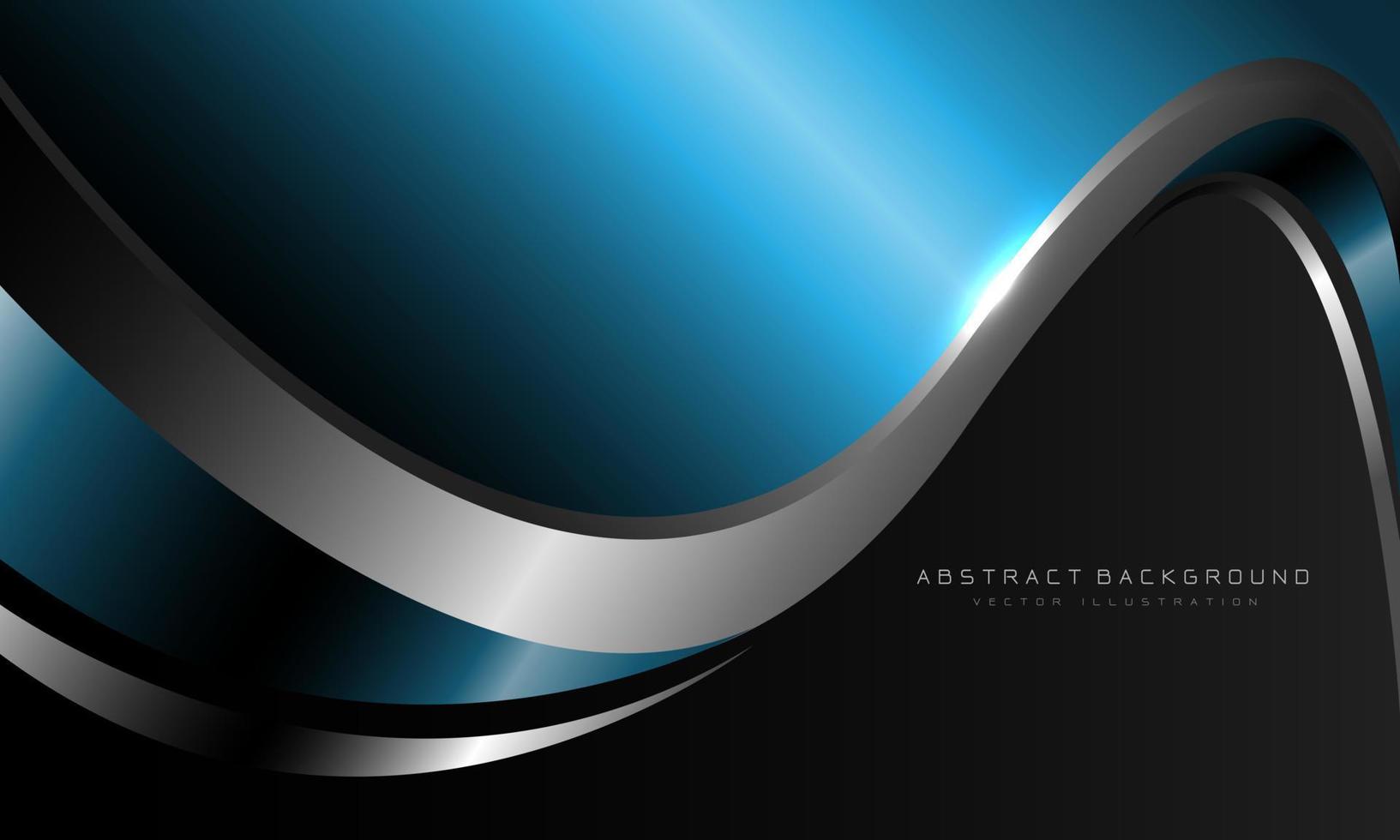 Abstract blue metallic curve with silver line on dark grey design modern luxury futuristic background vector