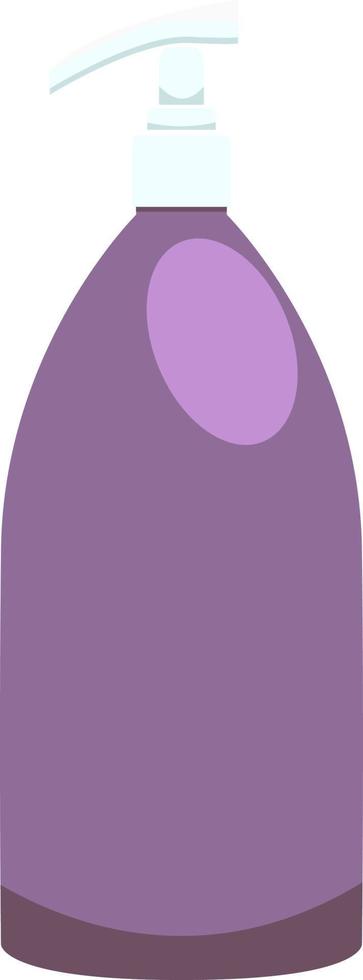 botella cosmética de plástico púrpura vectorial con dosificador, aislada en fondo blanco vector