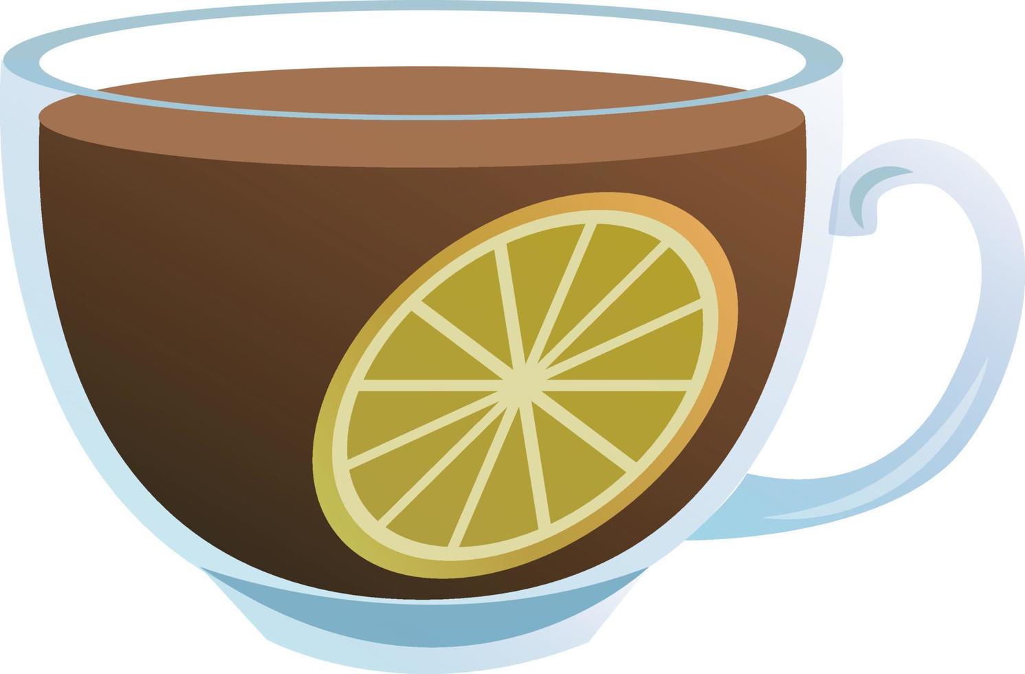 vaso de té con limón. aislado sobre fondo blanco vector
