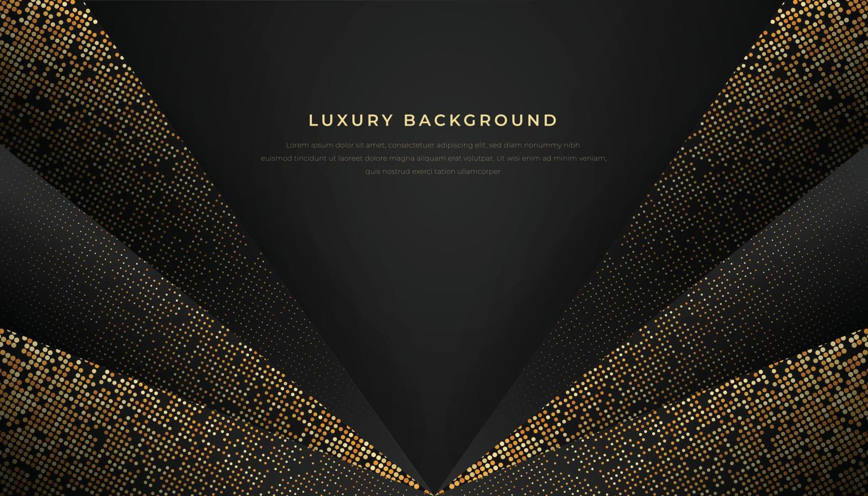 Dark Abstract Overlap Layers Background With Golden Glitters. Luxury and Elegant Geometric Shape Background vector