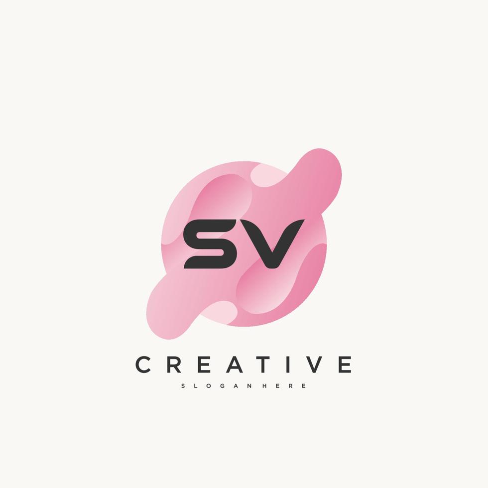 SV Initial Letter Colorful logo icon design template elements Vector