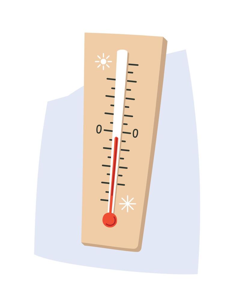 The thermometer shows the temperature. Vector image.