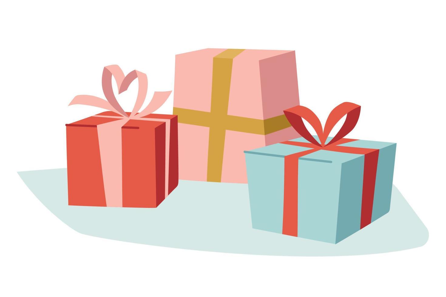 cajas de regalo con cintas. Actitud festiva. imagen vectorial vector