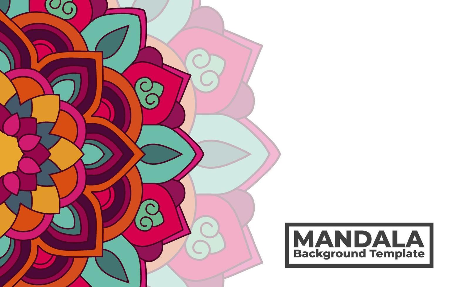 plantilla de fondo vectorial con diseño de patrón de mandala ornamental, banner de mandala de flores decorativas con lugar para textos vector