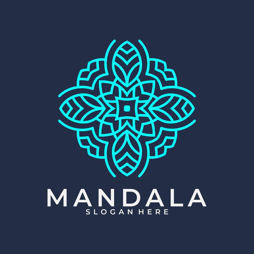 logotipo de marca, plantilla de logotipo de mandala de flor decorativa abstracta, signo de logotipo de remolino en estilo árabe ornamental, diseño de logotipo floral minimalista para boutique, spa, yoga, meditación vector