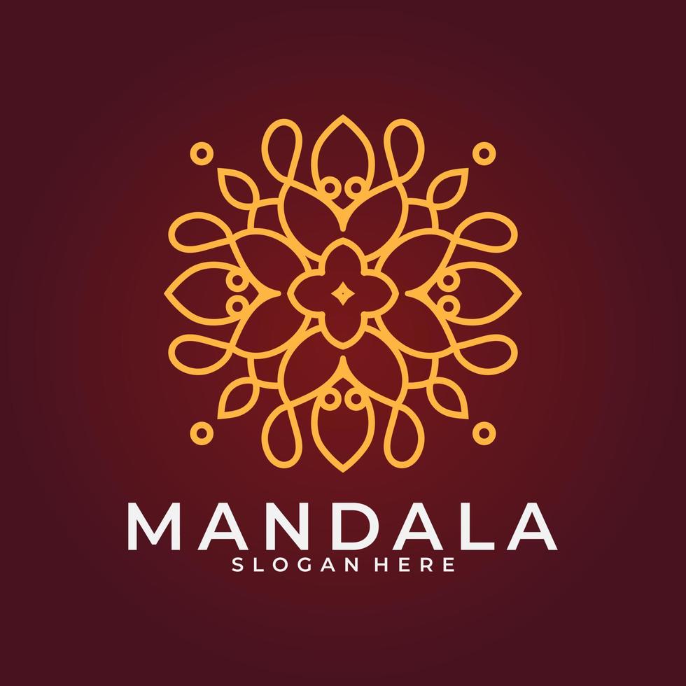 Branding logotype, Abstract decorative flower mandala logo template, Swirl logo sign in ornamental arabic style, Minimalist floral logo design for boutique, spa, yoga, meditation vector