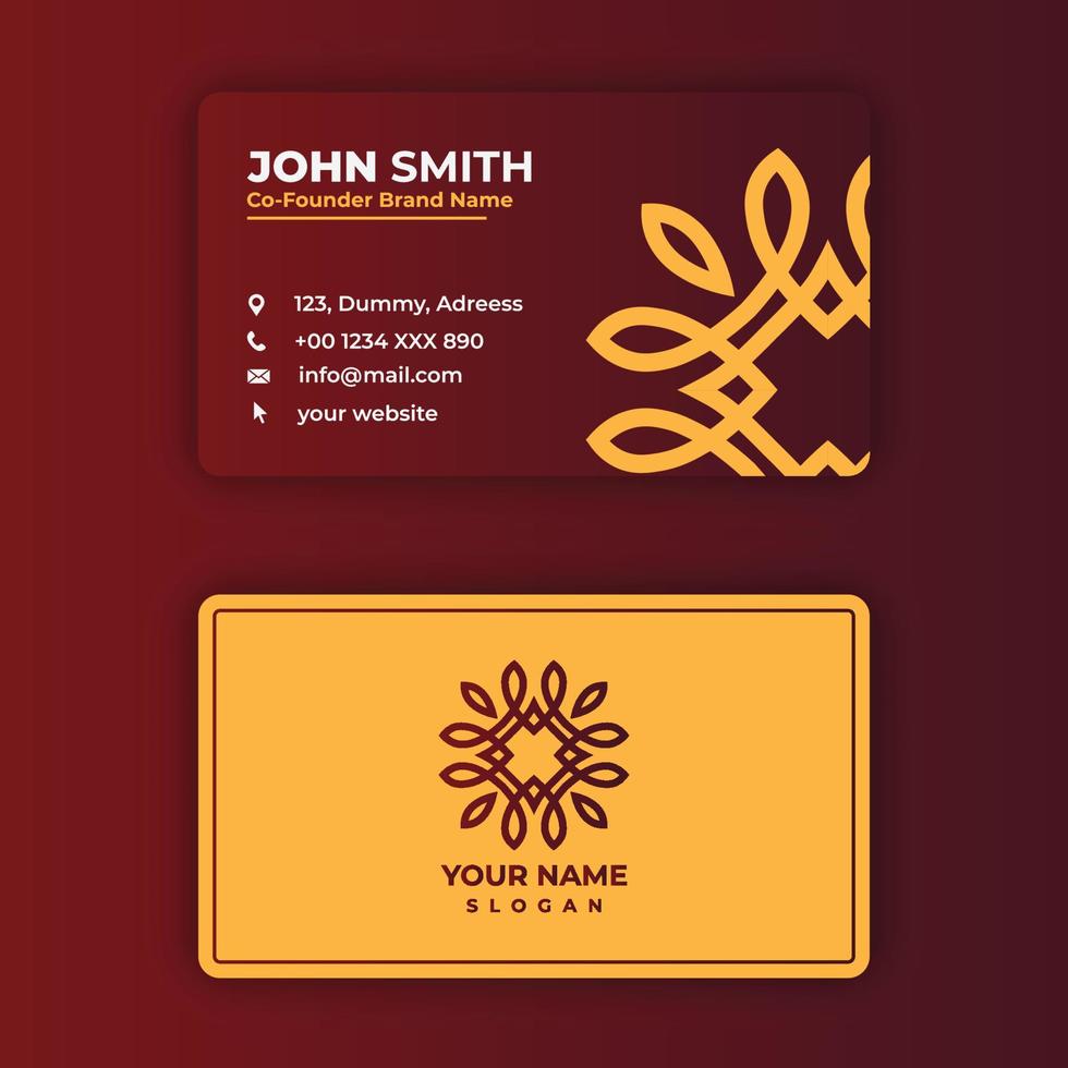 Modern double sided business card, Mandala business card design vector template with mandala logo, Colorful arabesque floral ornamental elements