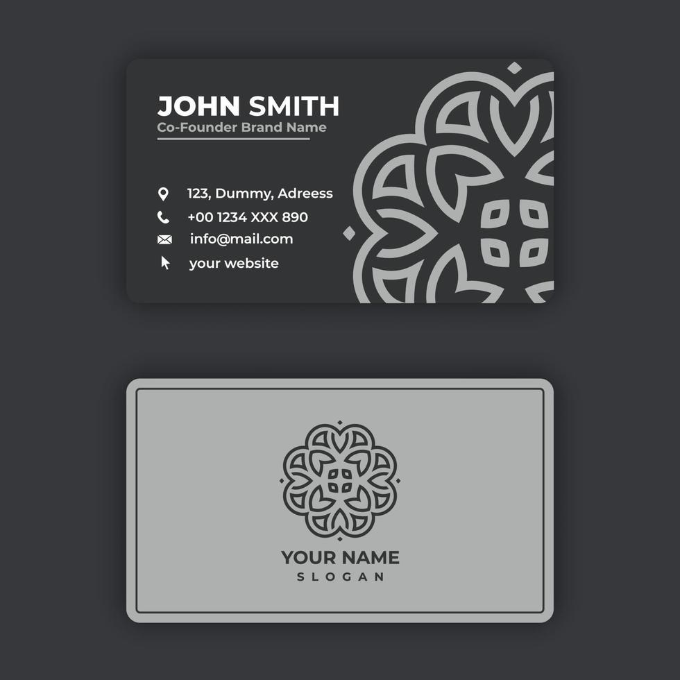 Modern double sided business card, Mandala business card design vector template with mandala logo, Colorful arabesque floral ornamental elements