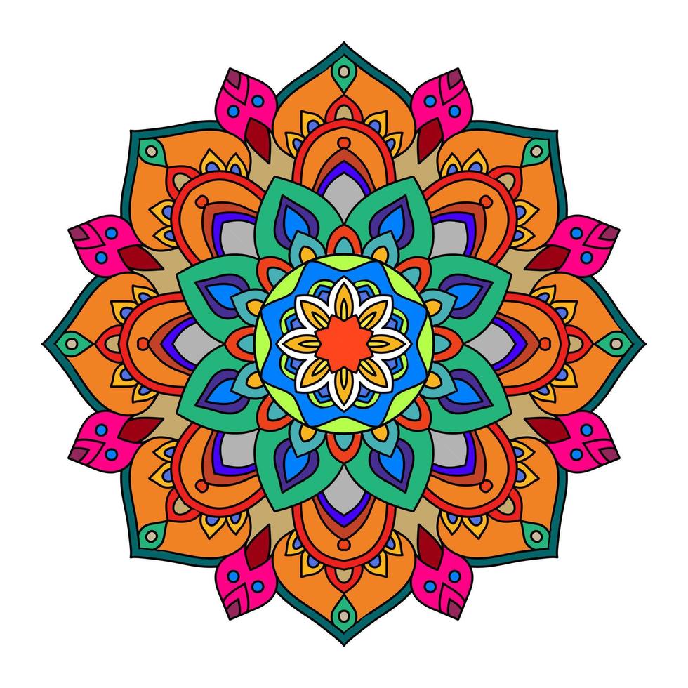 Color mandala vector illustration template, Isolated hand-drawn doodle