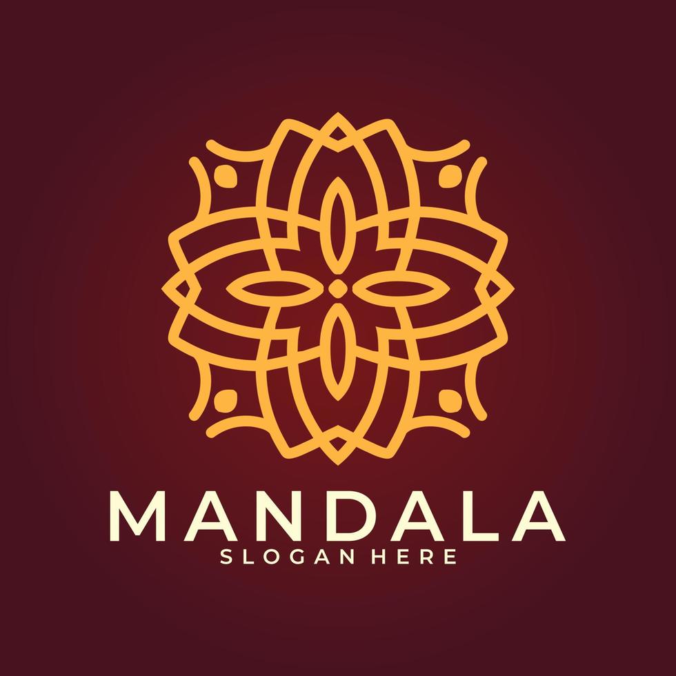 logotipo de marca, plantilla de logotipo de mandala de flor decorativa abstracta, signo de logotipo de remolino en estilo árabe ornamental, diseño de logotipo floral minimalista para boutique, spa, yoga, meditación vector