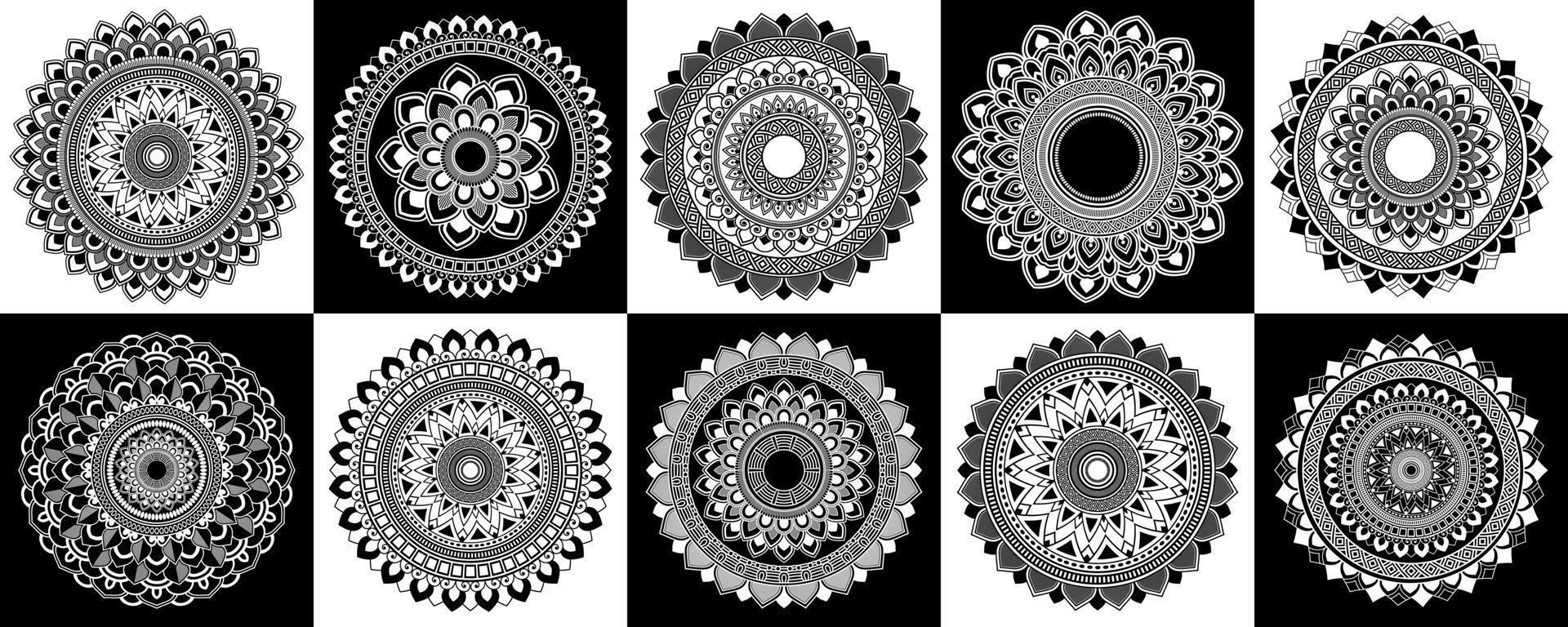 Set of zentangle mandalas, Mandala for henna, mehendi, tattoo, Decorative ethnic ornamental elements, Oriental patterns vector