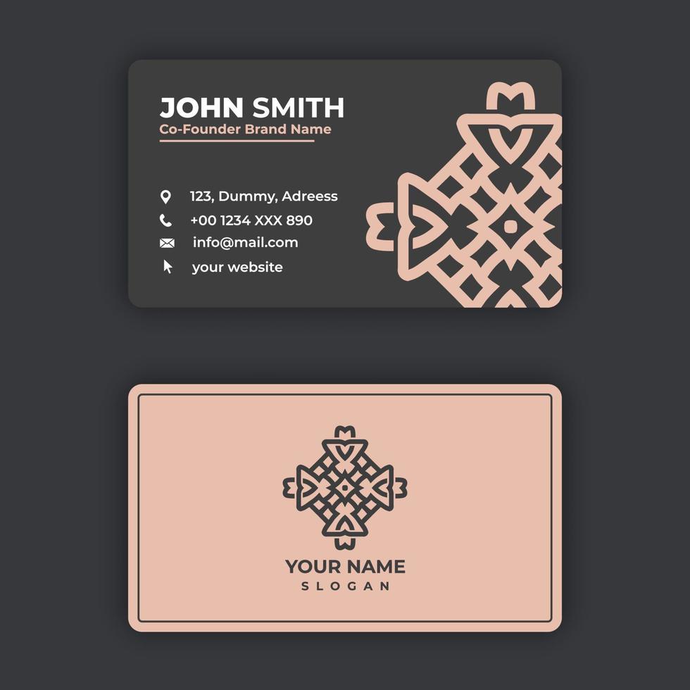 Modern double sided business card, Mandala business card design vector template with mandala logo, Colorful arabesque floral ornamental elements