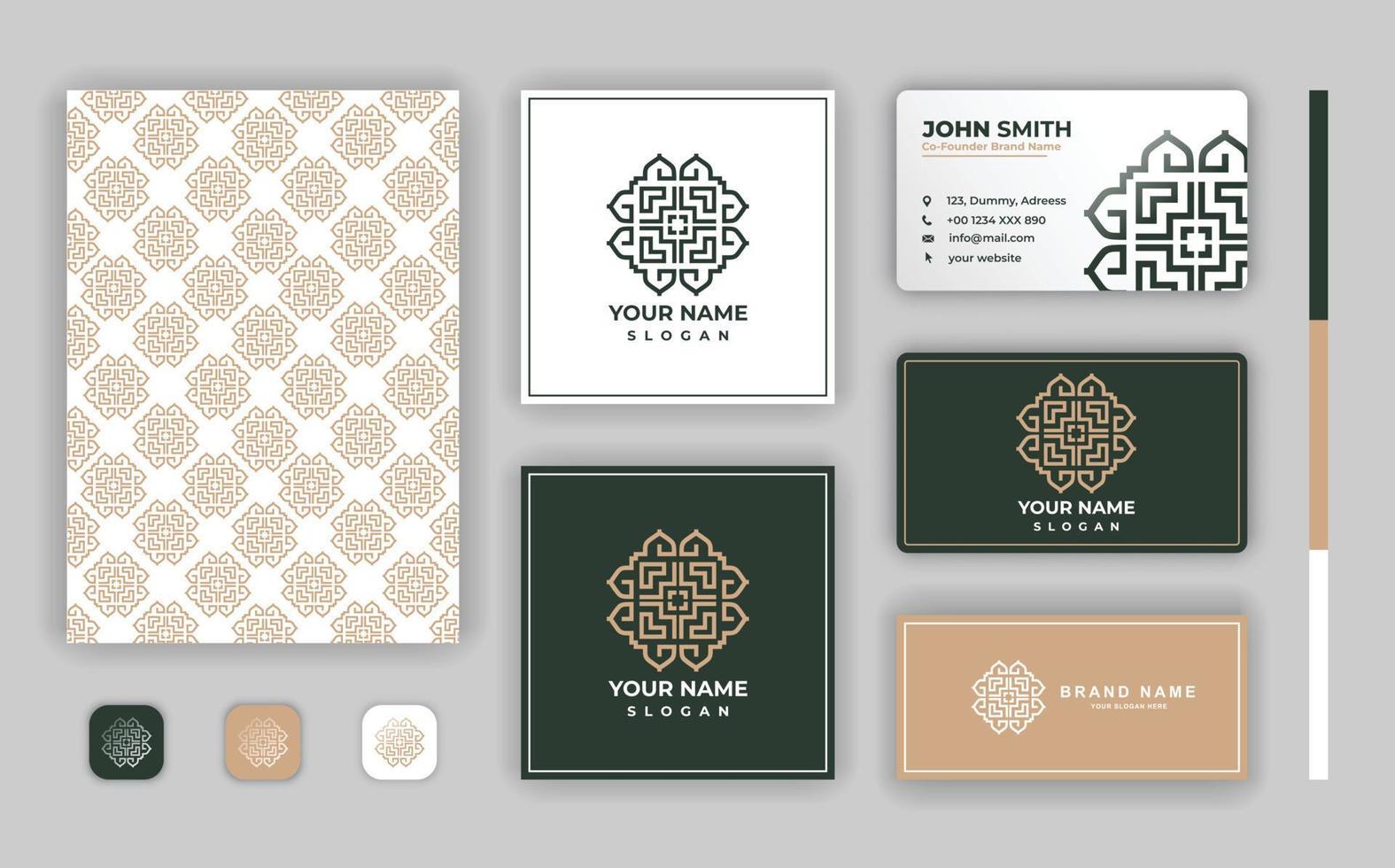 Premium modern corporate business stationery set with mandala template vector file, Colorful arabesque floral ornamental elements, Business card and Letter head