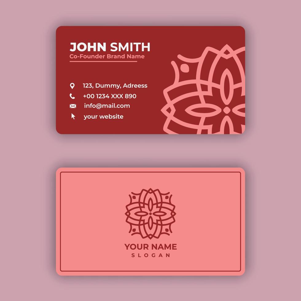 Modern double sided business card, Mandala business card design vector template with mandala logo, Colorful arabesque floral ornamental elements