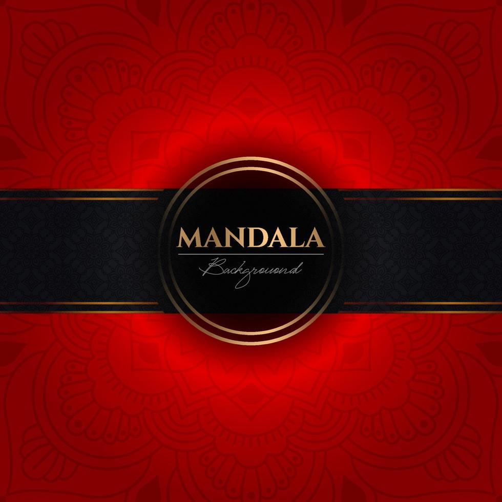Luxury vector background template with ethnic floral mandala elements, Arabesque ornamental red background