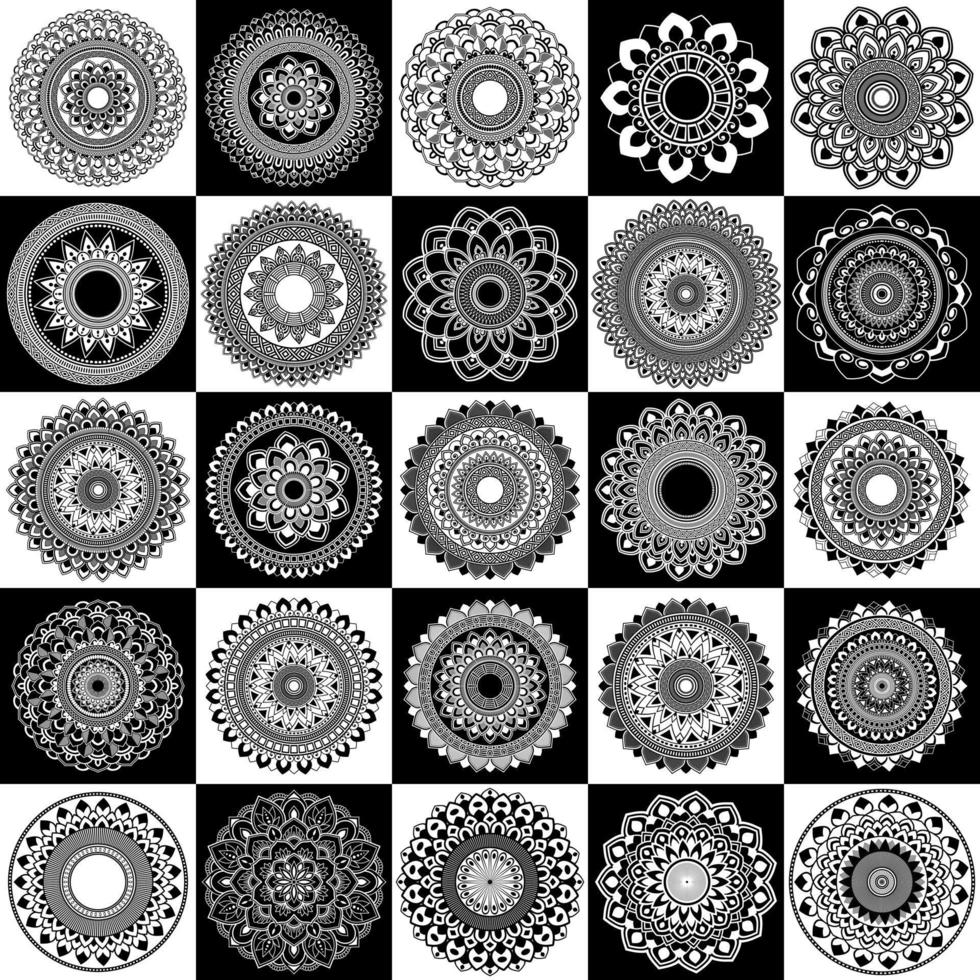 Set of zentangle mandalas, Mandala for henna, mehendi, tattoo, Decorative ethnic ornamental elements, Oriental patterns vector