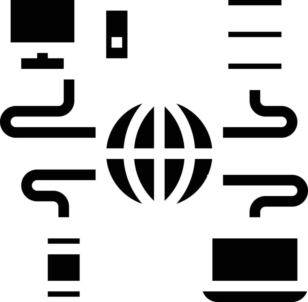 networking globe computer smartphone communication - solid icon vector
