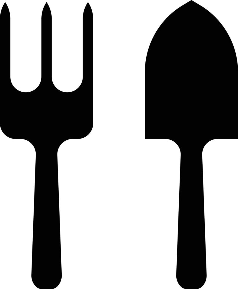 gardening spoon fork trowel - solid icon vector