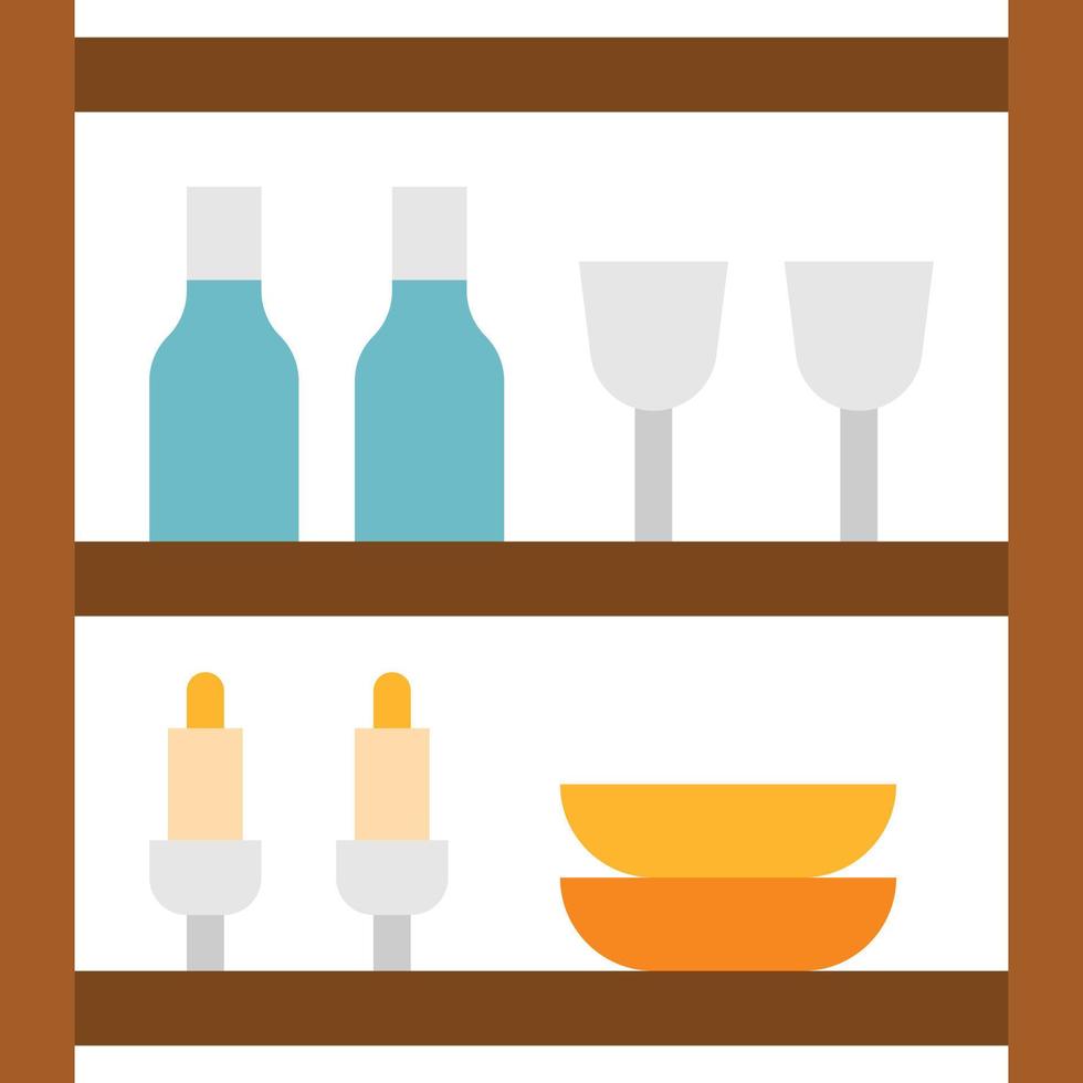 shelves dinning wine storage furniture house - flat icon vector