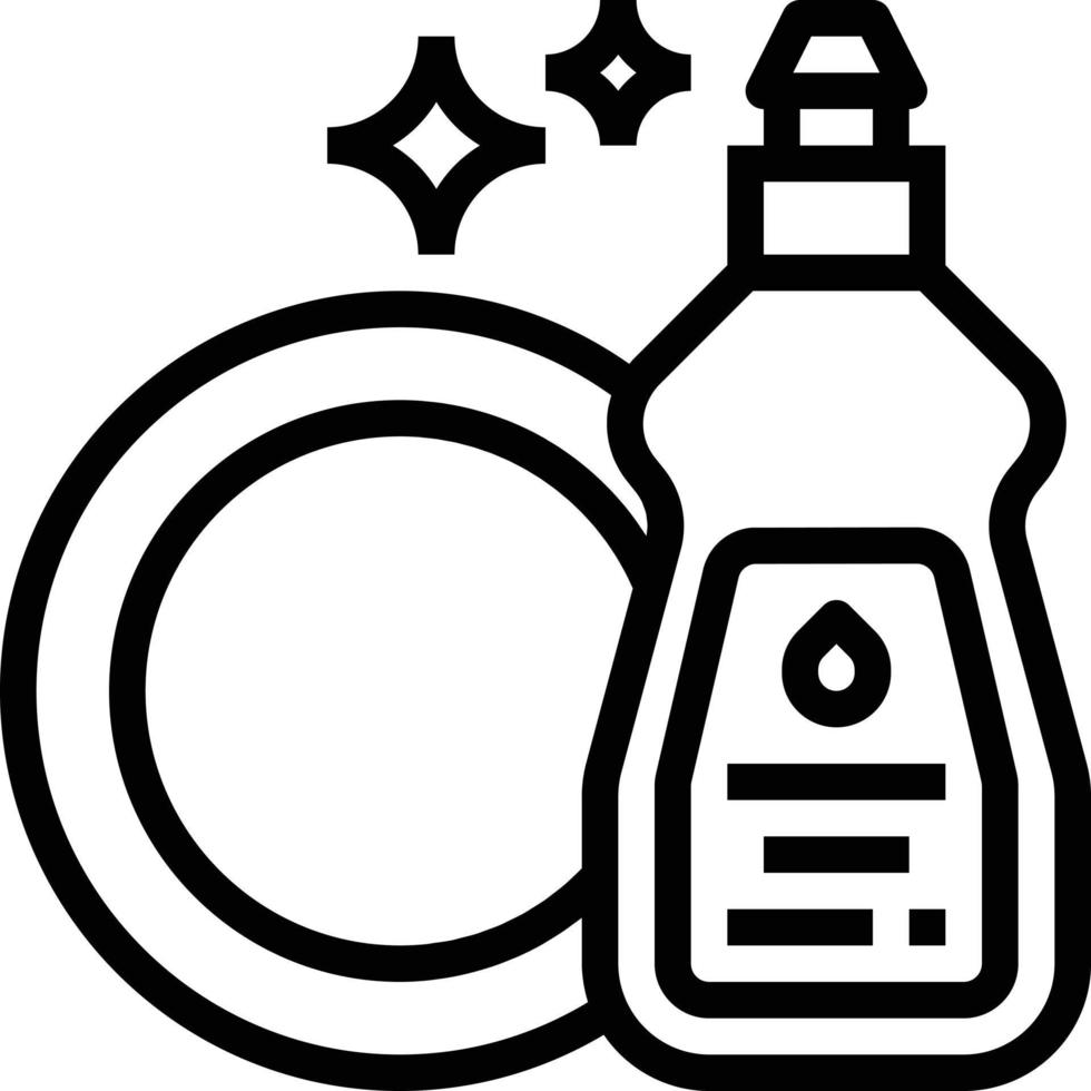 dish soap cleaning - outline icon vector