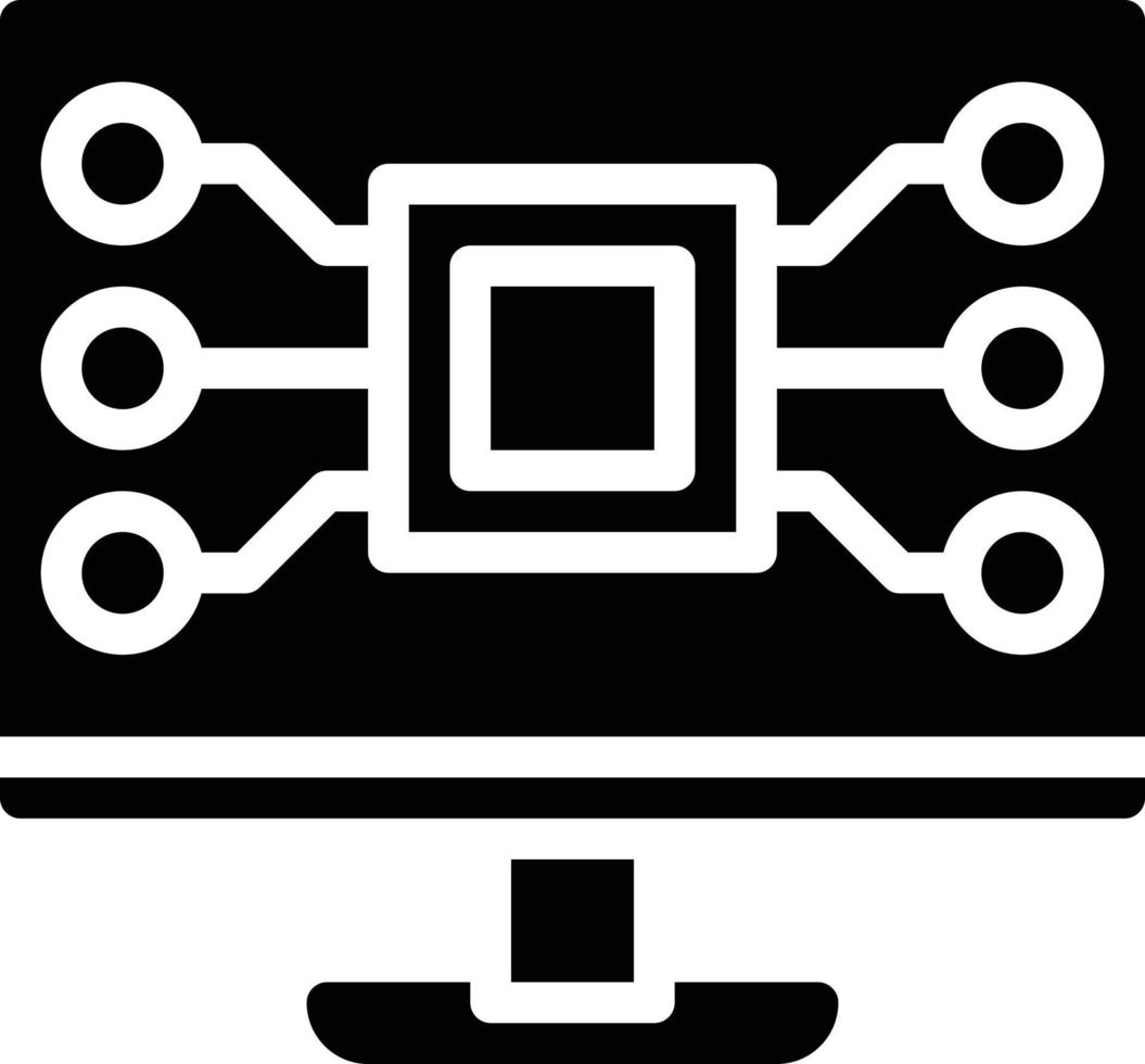 computer digital screen electronic system - solid icon vector