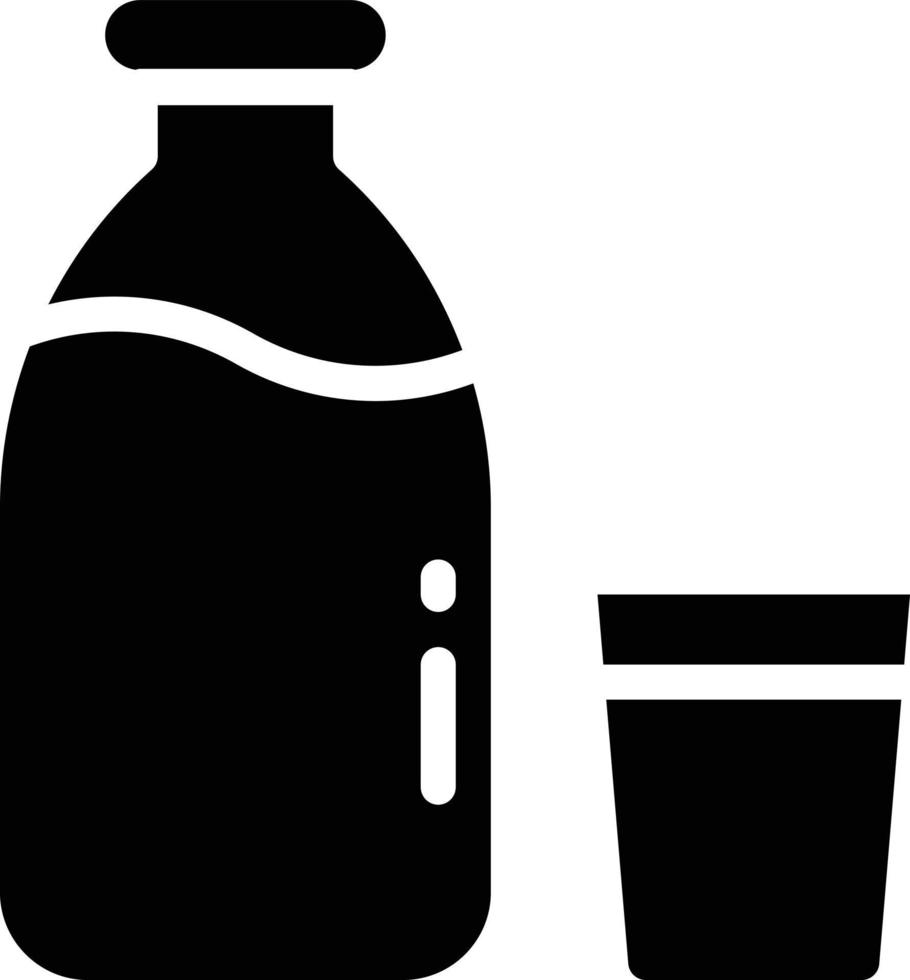 milk bottle glass calcium beverage - solid icon vector