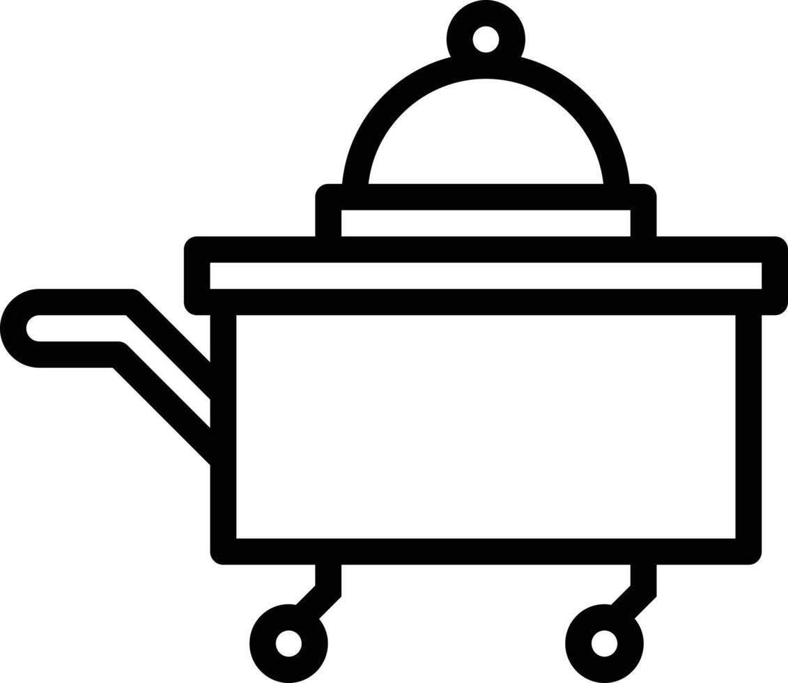 carrito de hotel de comida de servicio de habitaciones - icono de contorno vector