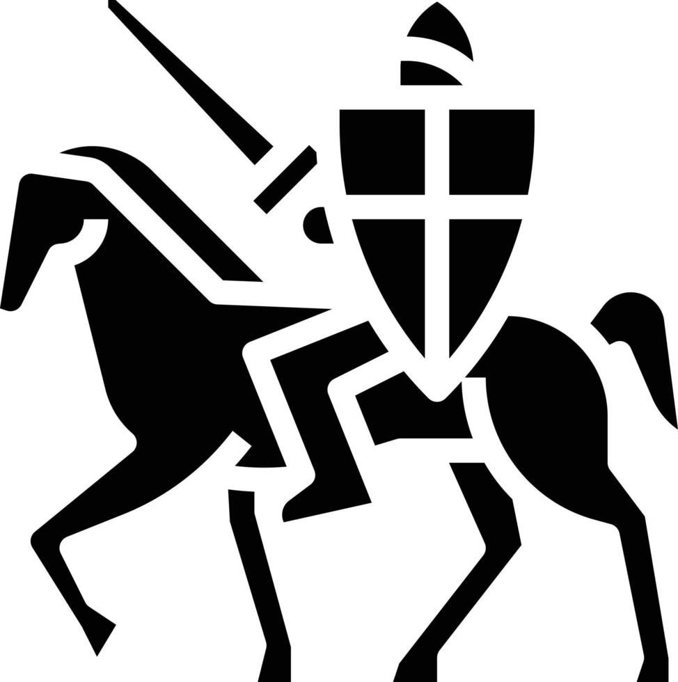 history war worrior knight horse - solid icon vector