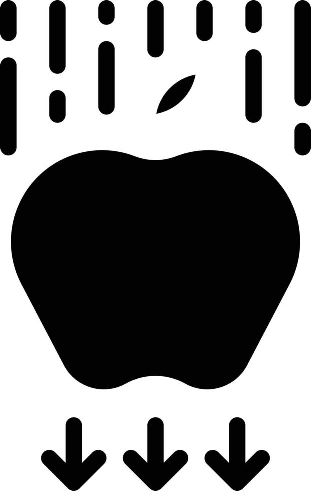 física manzana cayendo fuerza de gravedad - icono sólido vector