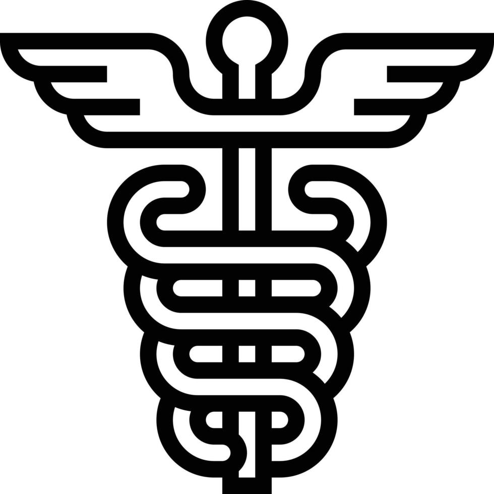 médico de la salud del caduceo - icono de contorno vector